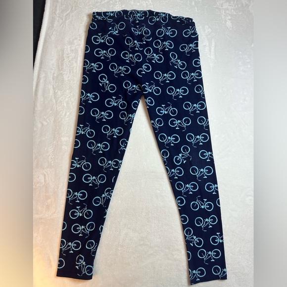 LuLaRoe Navy Leggings with Bicycle Print - Picture 1 of 8